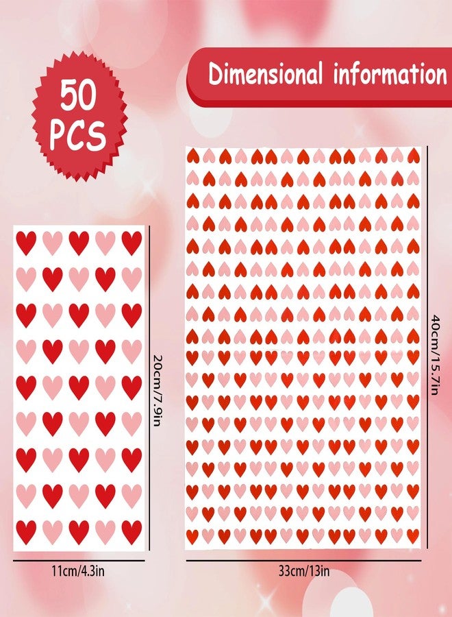 وولاين مجموعة مناديل ورقية من والين، 50 قطعة، لعيد الحب، بتصميم قلوب حمراء ووردية، للاستخدام مرة واحدة، مناسبة للعشاء والمطبخ والحمام ومستلزمات الحفلات. - Image 2